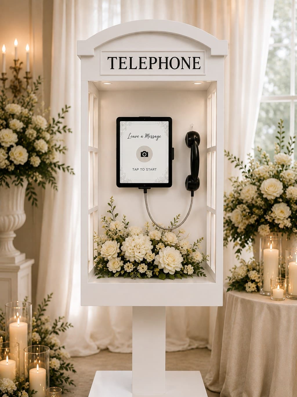 The video guestbook station at a Lubbock wedding reception